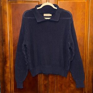L.L Bean Cotton Polo Sweater Navy size Large